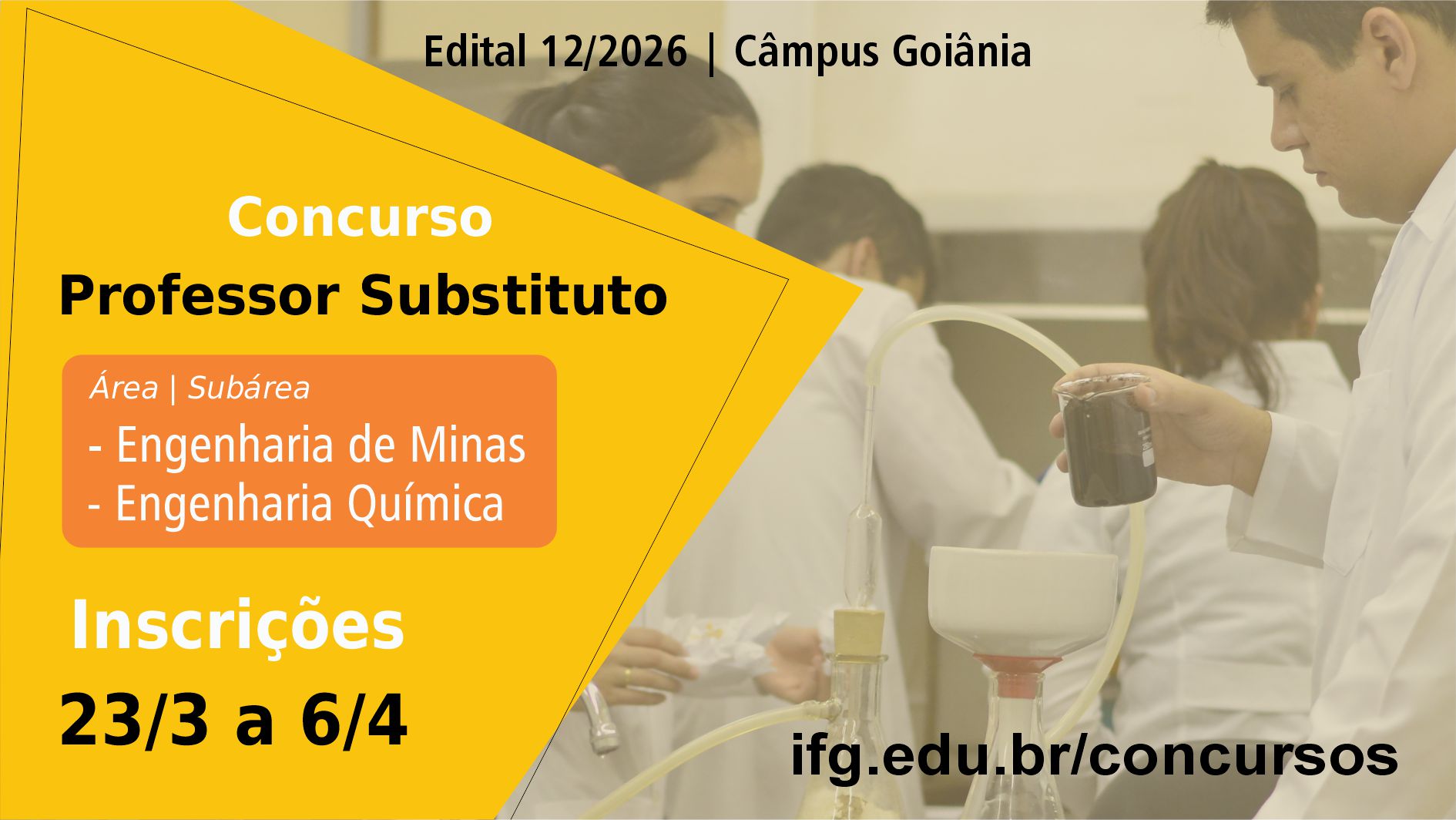 Seleção de professores substitutos nas áreas de Engenharia de Minas e Química no Câmpus Goiânia do IFG
